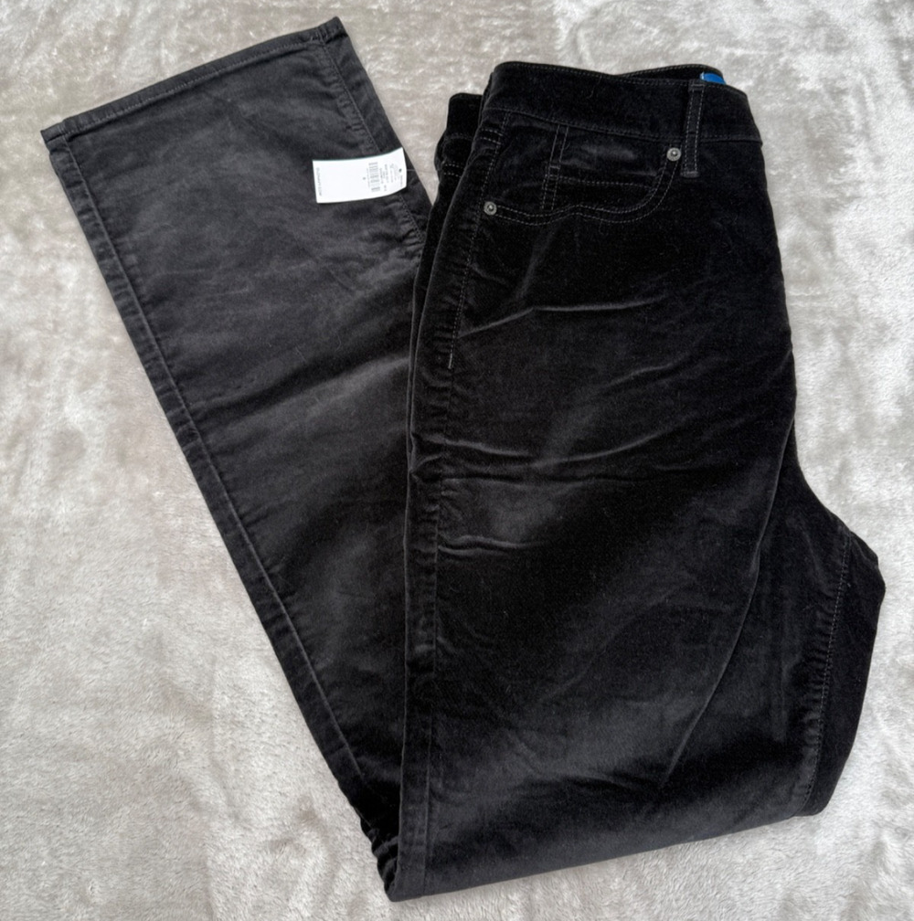 Old Navy Extra High Rise Baby Boot Cut Black Velvet Jeans Womens Size 8 NWT